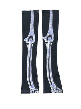 Skeleton Bone Print Arm Sleeves By Candy Catz Black & White Stretchy Accessory F